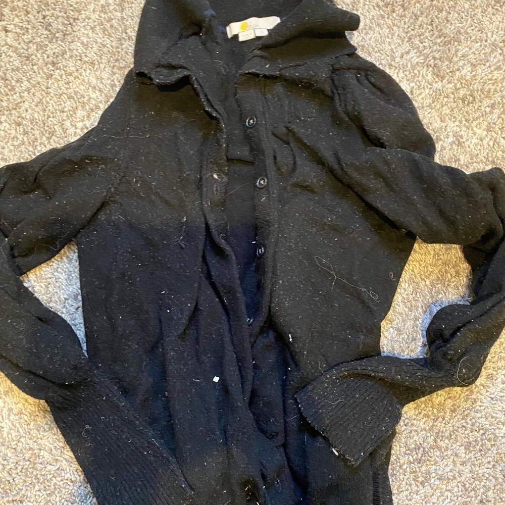 Boden black 100% wool cardigan with collar